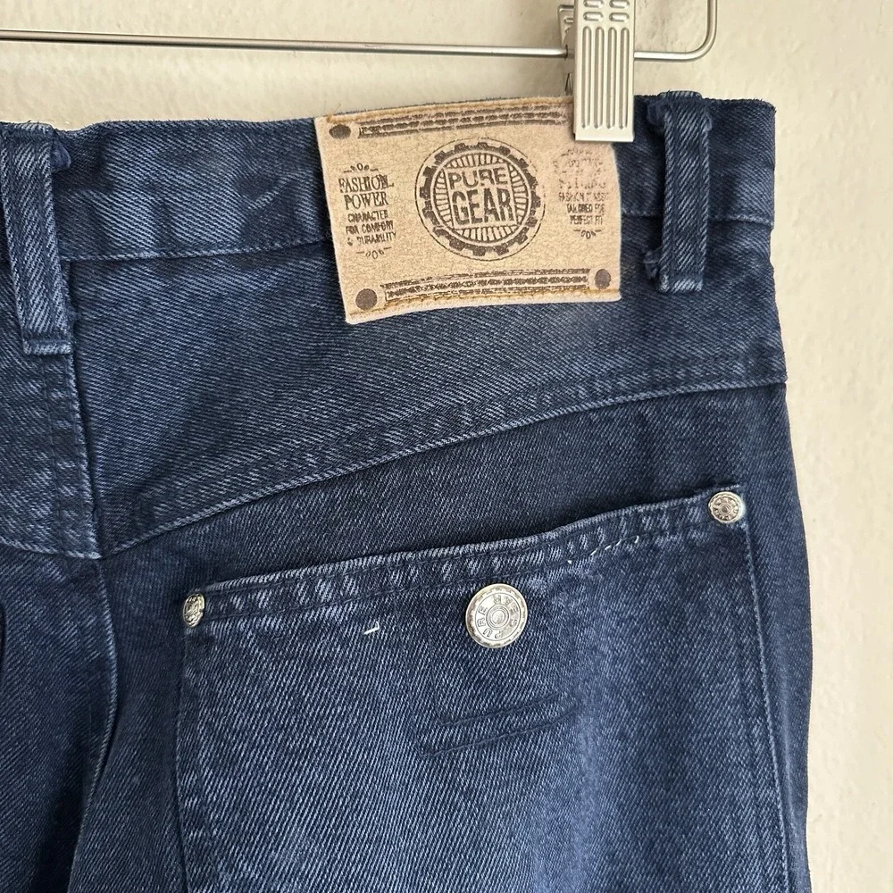 Pure Gear Cargo Jeans Mens 29 Dark Wash Blue‎ Vintage 90s Baggy Utility Denim